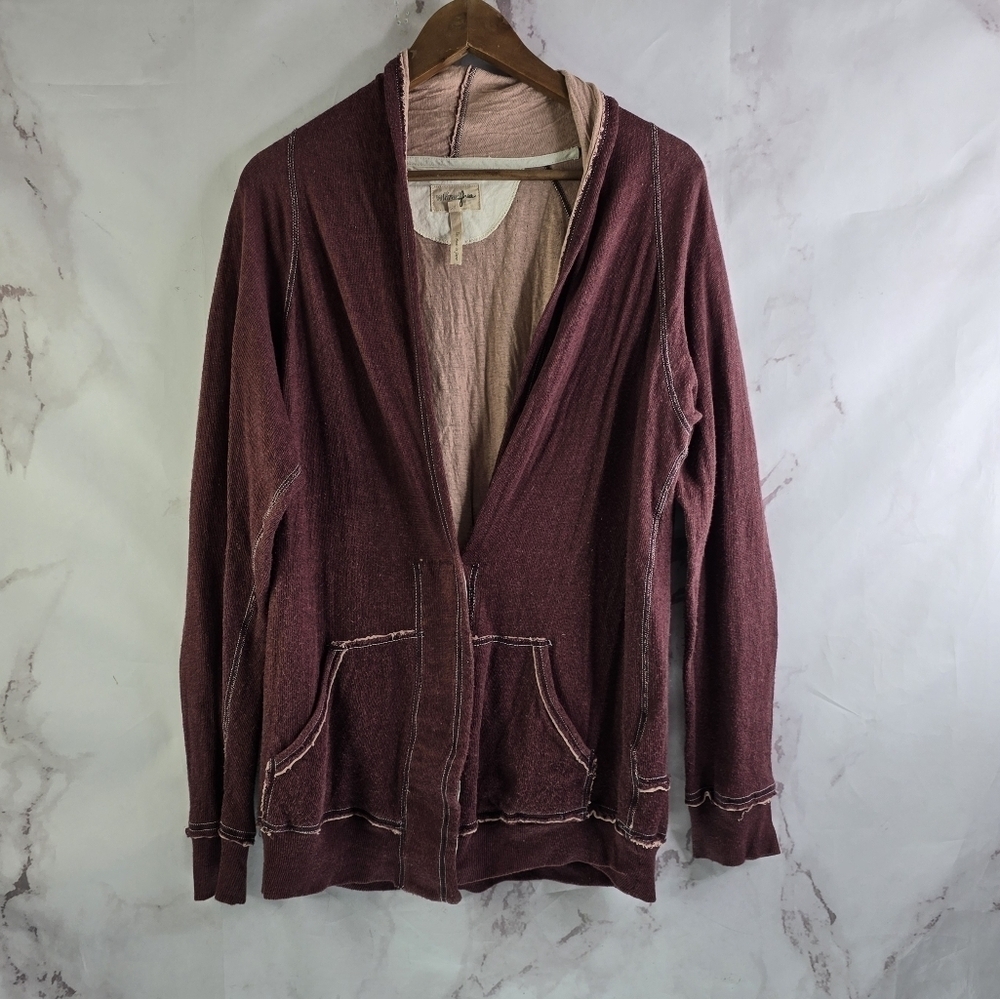 Wilfred Free Cardigan Women Small Red Button Lightweight Top Slouchy Aritzia